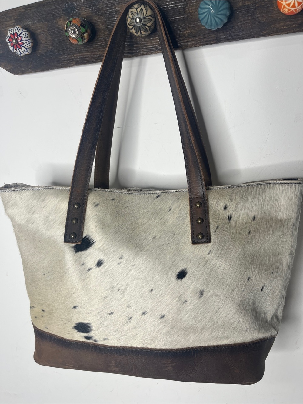 STS Ranchwear Bag - Tote Leather & cowhide Hair Fringe Tassel & Logo EUC - Picture 7 of 13